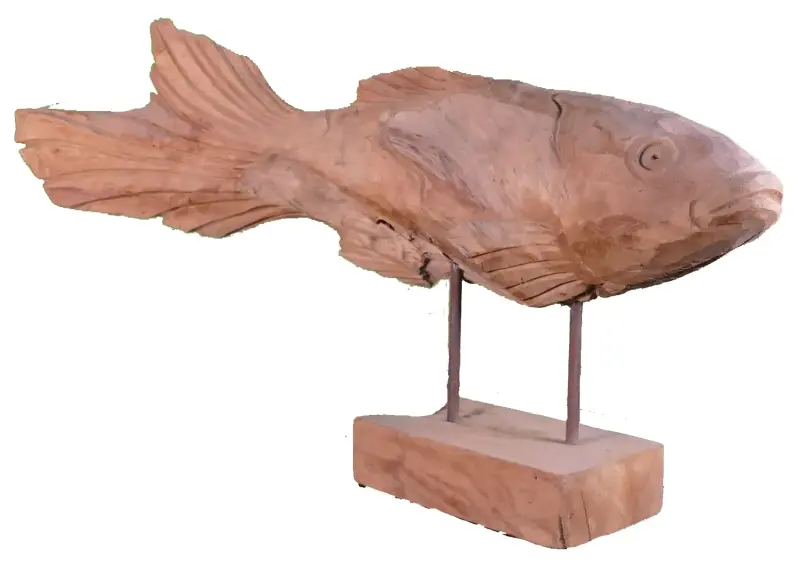 Product image of the product “Carved fish wood on stand made from teak root pieces ”